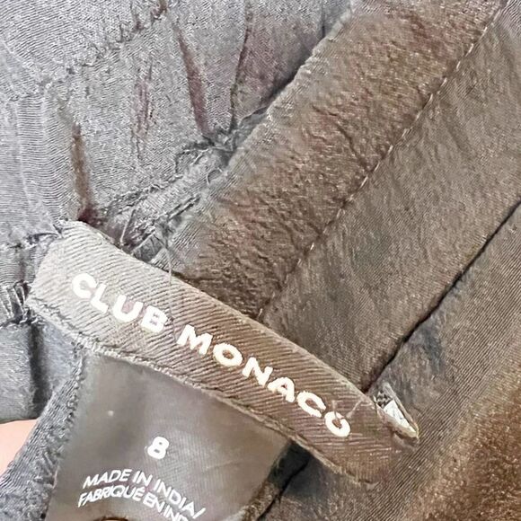 Club Monaco Silk Pants Womens 8 Tassel Elastic Waist Wide Leg Cropped Pull on - Picture 5 of 7